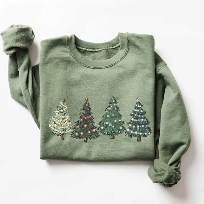 Green Tree Christmas Sweater, Christmas Sweater, Christmas Crewneck, Christmas Tree Sweatshirt, Holiday Sweaters for...