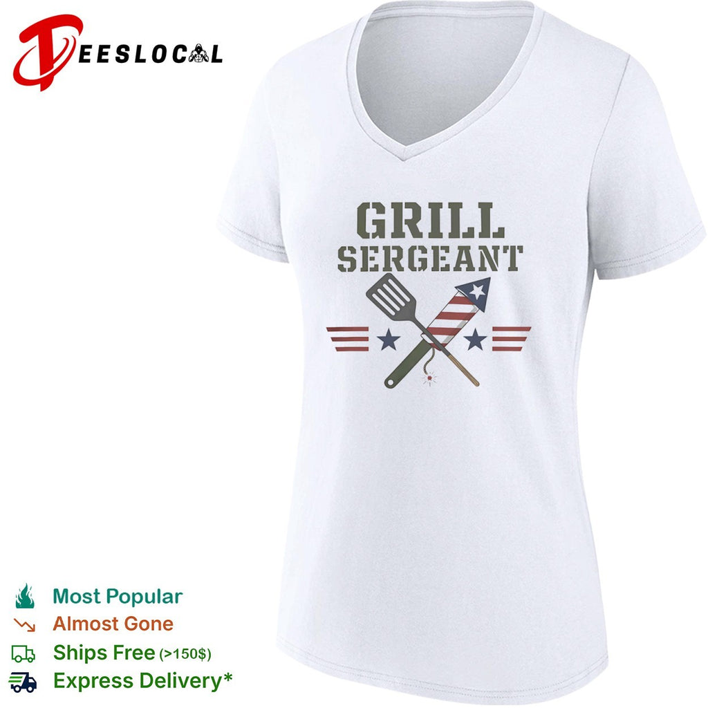 Grill Sergeant 4th of July BBQ Patriotic Spatula and Firework Celebration shirt