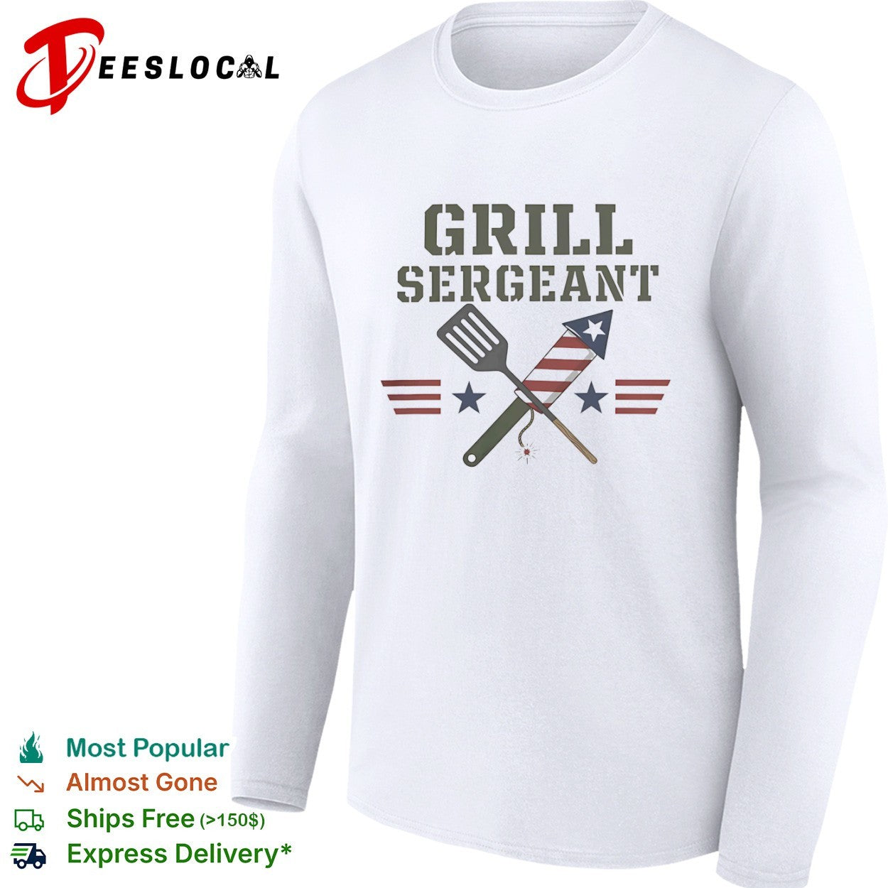 Grill Sergeant 4th of July BBQ Patriotic Spatula and Firework Celebration shirt
