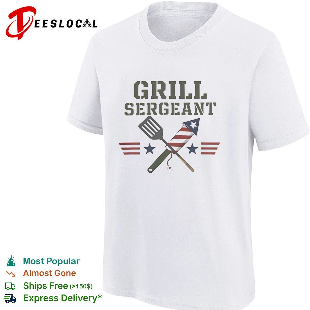 Grill Sergeant 4th of July BBQ Patriotic Spatula and Firework Celebration shirt