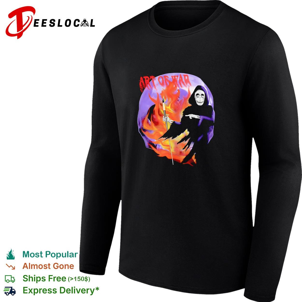 Grim reaper holding scythe art of war fire shirt