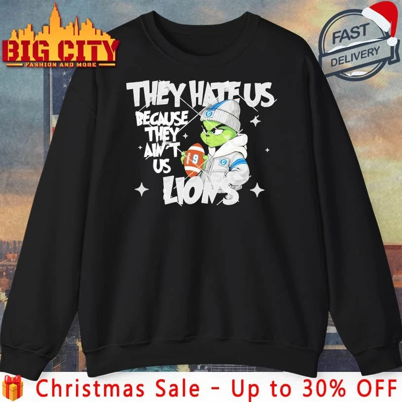 Grinch Christmas They Hate Us Because They Ain’t Us Detroit Lions shirt