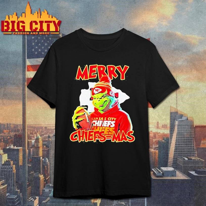 Grinch Holding Football Kansas City Chiefs Merry Chiefsmas Shirt