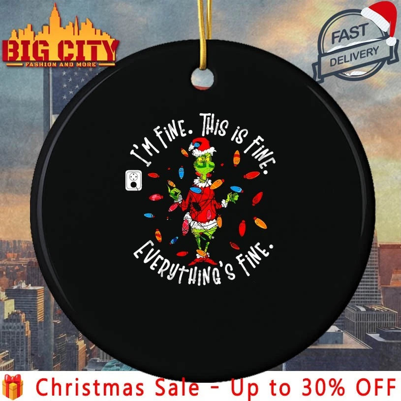 Grinch I’m Fine Everything is Fine Christmas Lights shirt