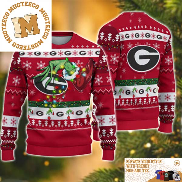 Grinch Stole Georgia Bulldogs NCAA Funny Xmas 2023 Gift For Holiday Ugly Christmas Sweater