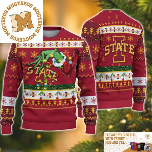 Grinch Stole Iowa State Cyclones NCAA Funny Xmas 2023 Gift For Holiday Ugly Christmas Sweater