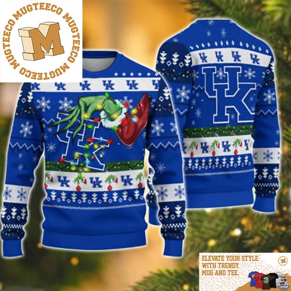 Grinch Stole Kentucky Wildcats NCAA Funny Xmas 2023 Gift For Holiday Ugly Christmas Sweater