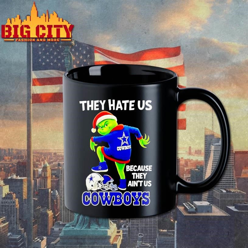 Grinch Wearing Santa Hat They Hate Us Because They Aint Us Dallas Cowboys Shirt