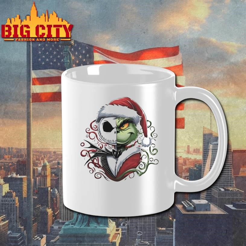 Grinch and Jack Skellington Christmas Holiday Movie Friends Santa Hat Christmas shirt