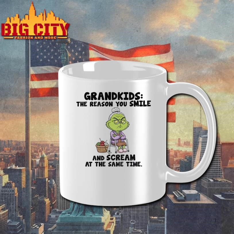 Grinch grandkids the reason you smile and scream at the same time Christmas shirt