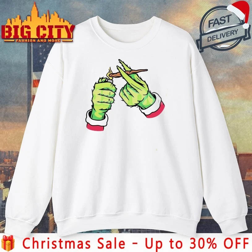 Grinch hand Dank Merry Xmas Cannabis Leaf shirt