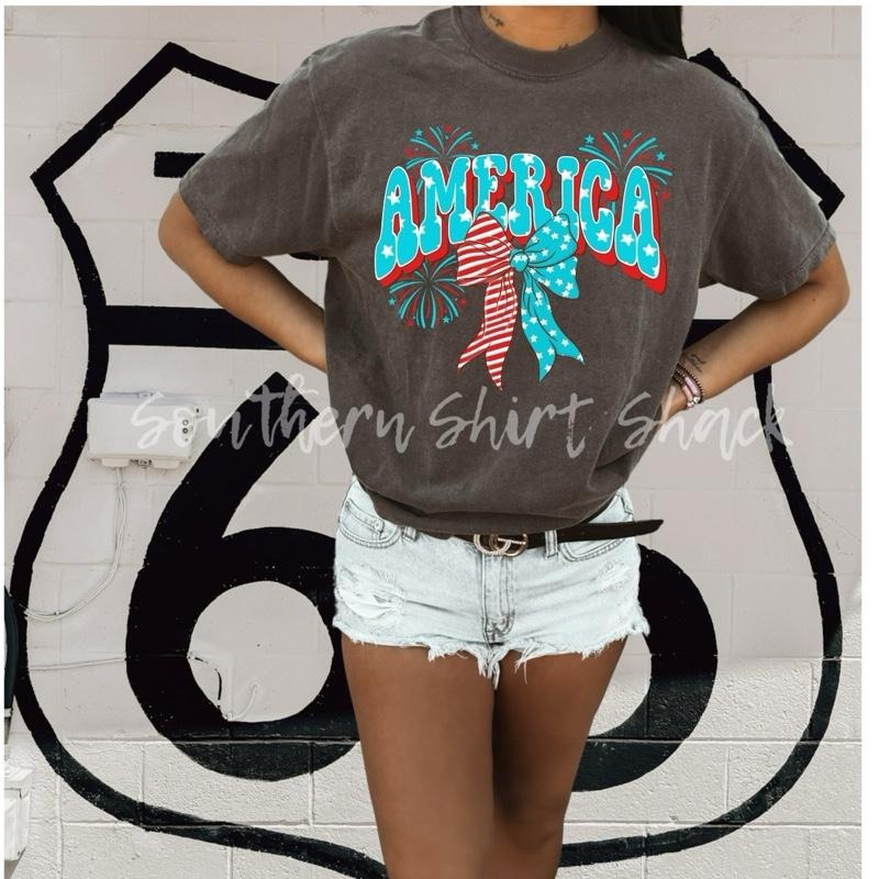 Groovy America bow T shirt  | Pepper comfort colors t shirt Hoodie, Sweatshirt | CiraTrend.com