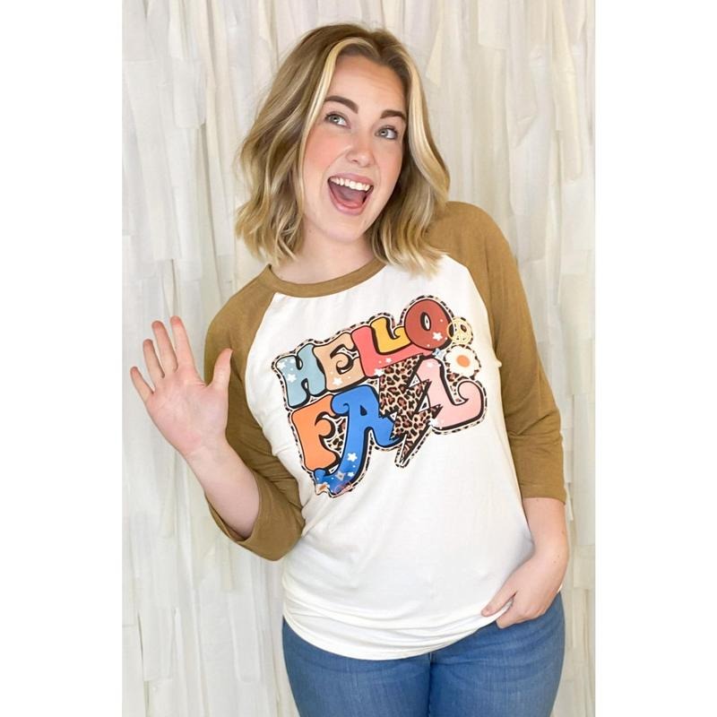 Groovy Hello Fall Raglan T-Shirts, Hoodie, Sweatshirt | CiraTrend.com