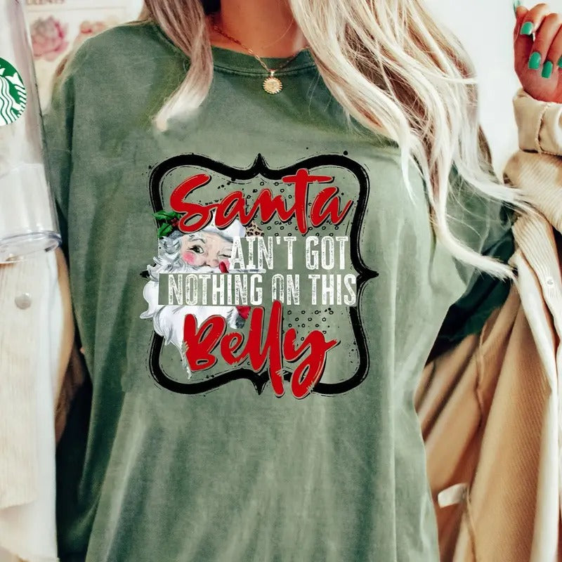 Groovy Santa Ain't Got Nothing On This Belly Christmas Shirt Gift For Mom To Be, Pregnancy Announcement Sweater, Funny...