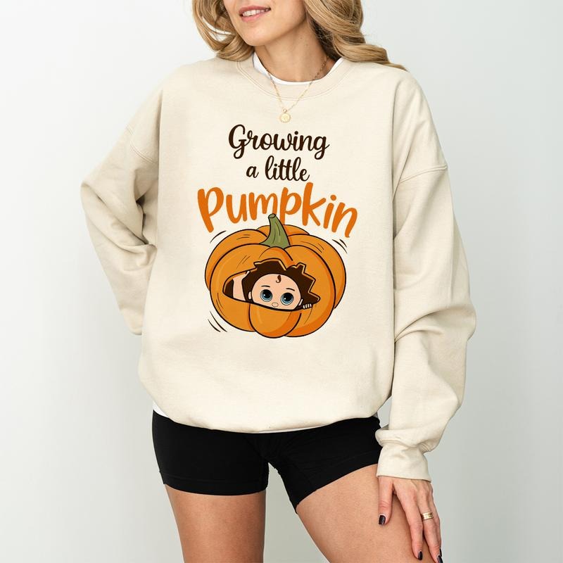 Growing A Little Pumpkin Sweatshirt, Fall Maternity Sweater, Pregnancy Thanksgiving Sweatshirt, Fall Pregnancy...