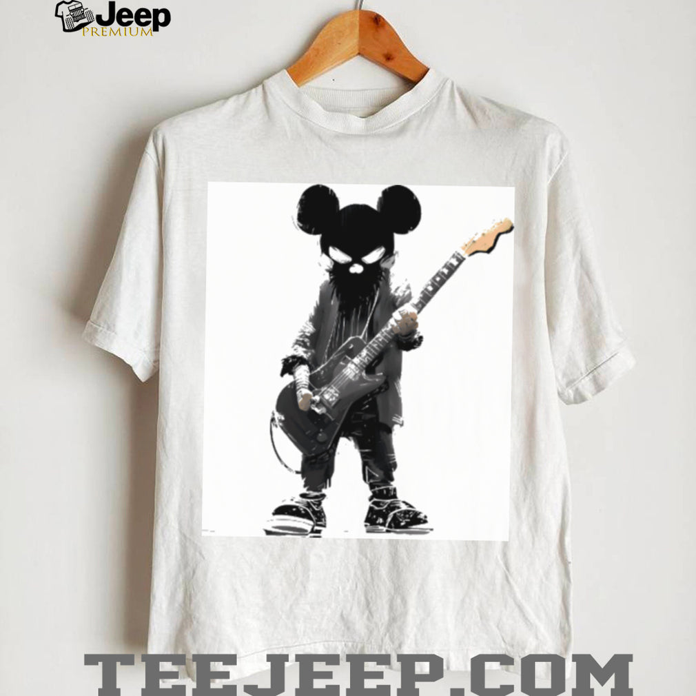 Grunge Cartoon Rocker Mouse Playing Electric Guitar Shirt
