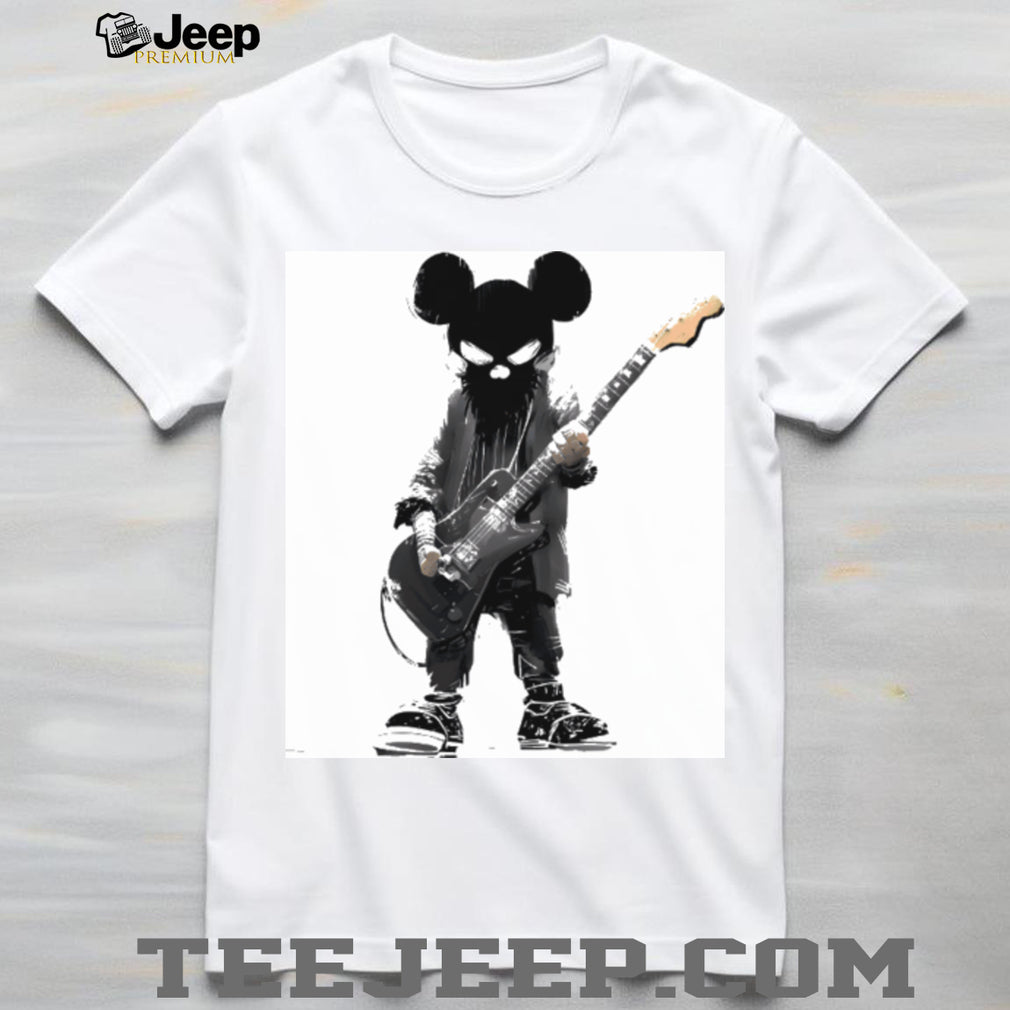 Grunge Cartoon Rocker Mouse Playing Electric Guitar Shirt