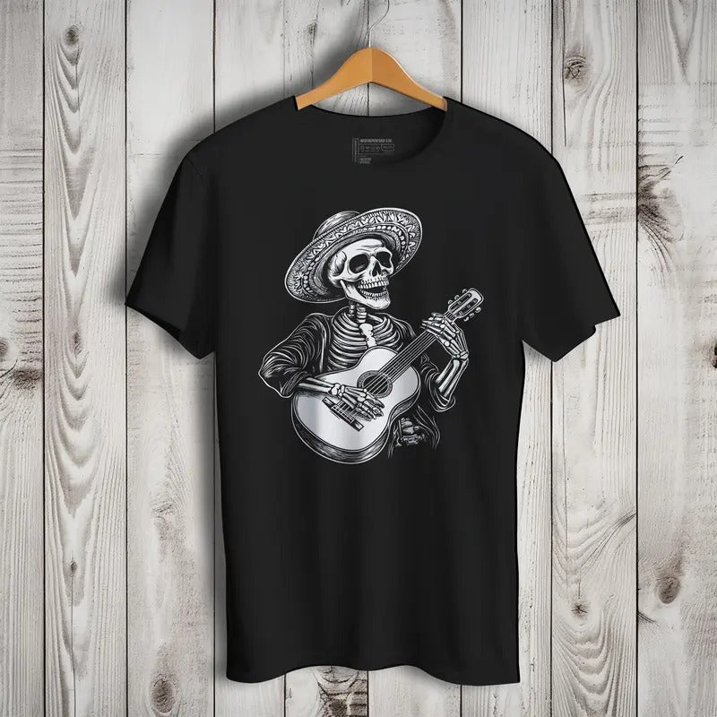 Guitar Player Skull Music Lover Short Sleeve T-Shirt Casual Crewneck Hoodie, Sweatshirt | CiraTrend.com