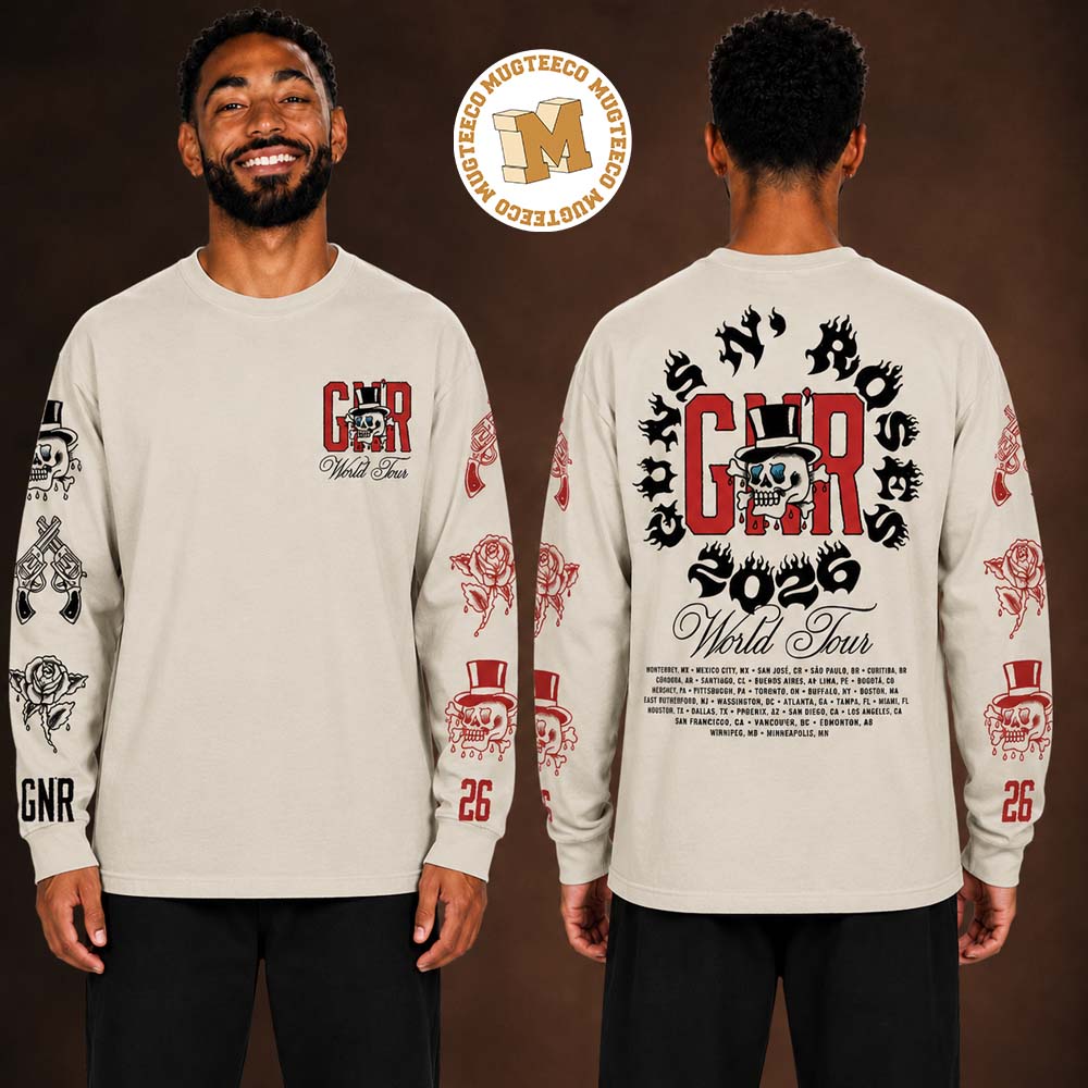 Gun N Roses World Tour 2026 Natural Two Sided Print Unisex Long Sleeve