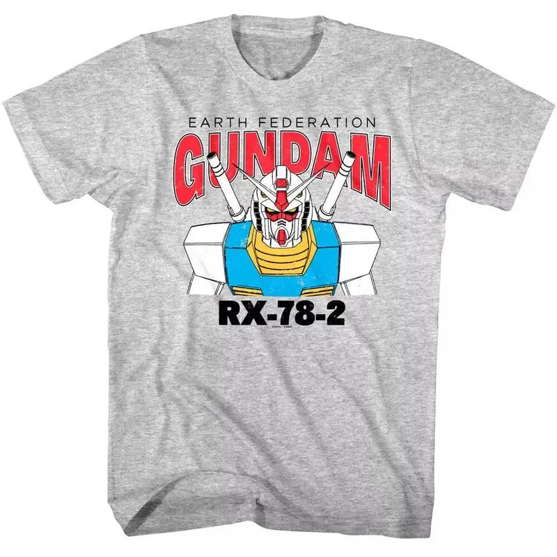 Gundam Earth Federation RX-78-2 Men's Gray T Shirt Japanese Anime Hoodie, Sweatshirt | CiraTrend.com