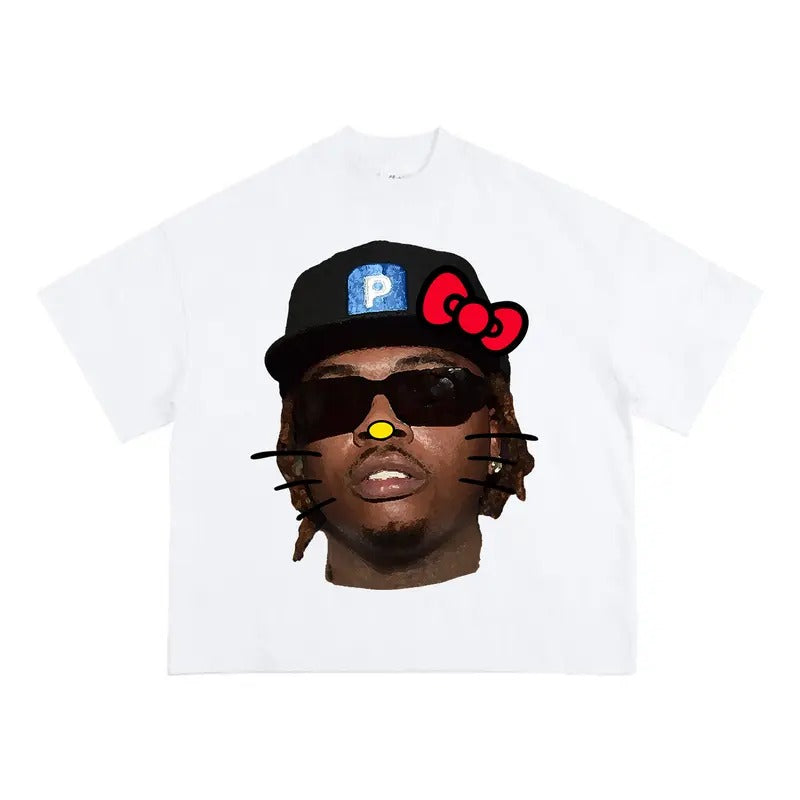 Gunnaaa Red Kitty Tee - Cute Big Face Graphic Look Hoodie, Sweatshirt | CiraTrend.com