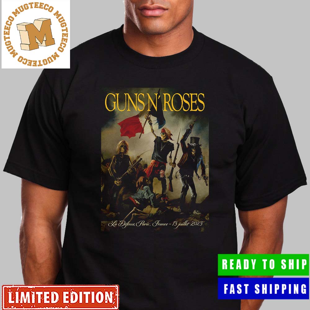 Guns N Roses La Defense Paris France 13 Juillet 2023 Summer Tour Poster Vintage T-Shirt