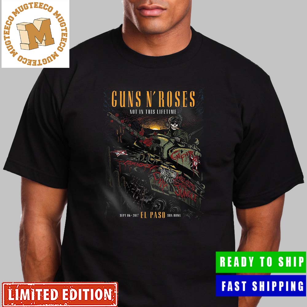 Guns N Roses Lithograph Not In This Lifetime El Paso Texas Poster Vintage T-Shirt