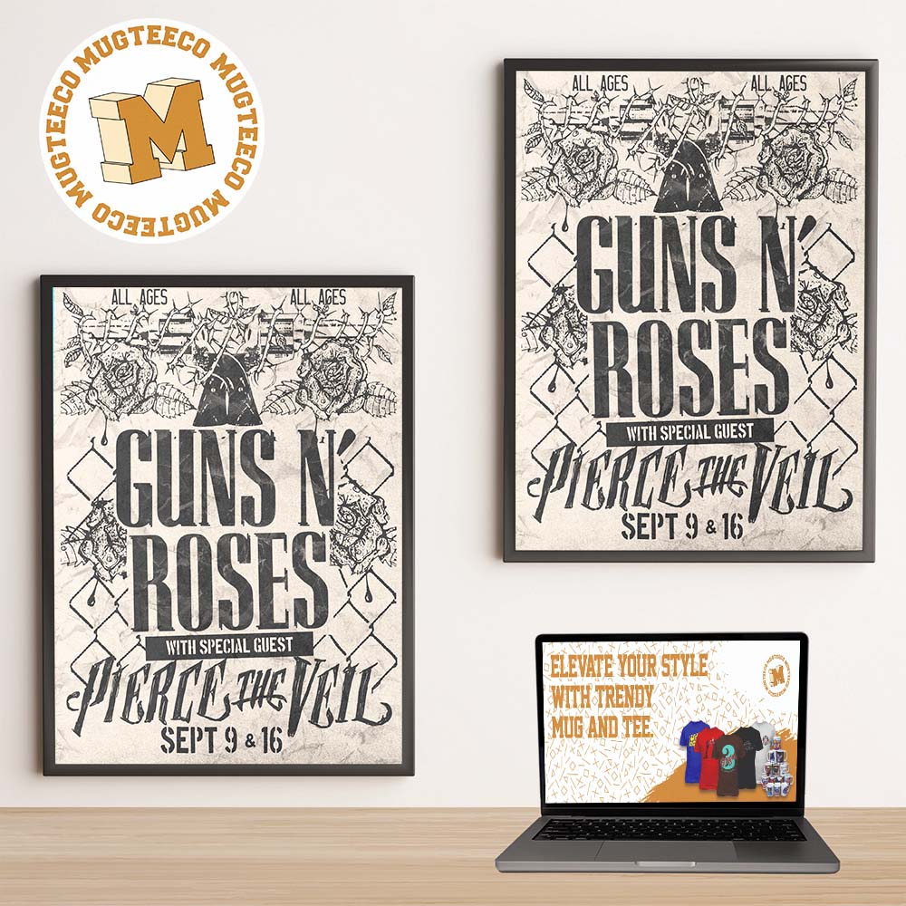 Guns N Roses Pierce The Veil Texas 2026 Event Poster At Arlington On September 9 And 16 2026 Home Decor Poster Canvas