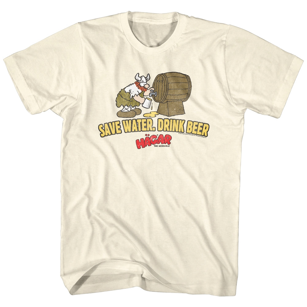 Hagar The Horrible Mens S/S T-Shirt - Save Water. Drink Beer - Solid Natural Hoodie, Sweatshirt | CiraTrend.com