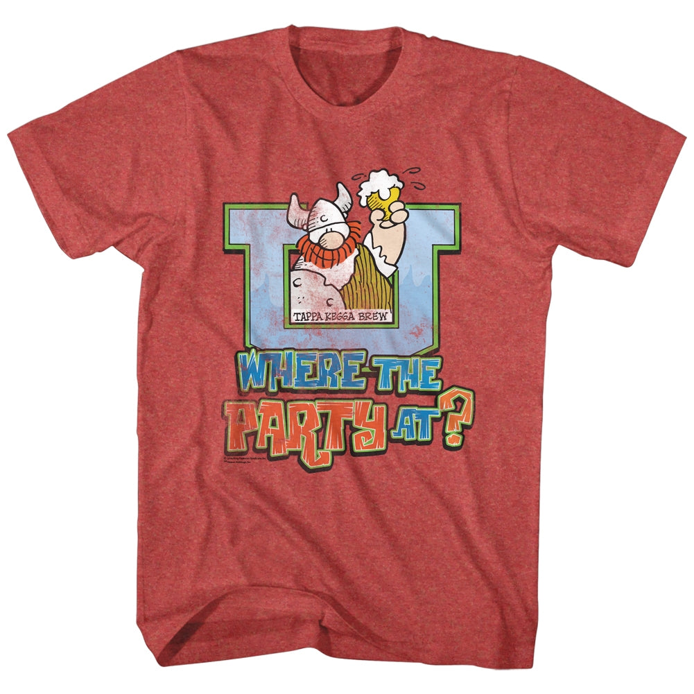 Hagar The Horrible Mens S/S T-Shirt - Where The Party At - Heather Red Heather Hoodie, Sweatshirt | CiraTrend.com