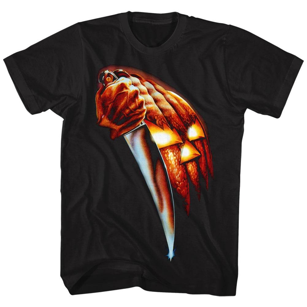 Halloween Mens S/S T-Shirt - Pumpkin Knife - Solid Black Hoodie, Sweatshirt | CiraTrend.com