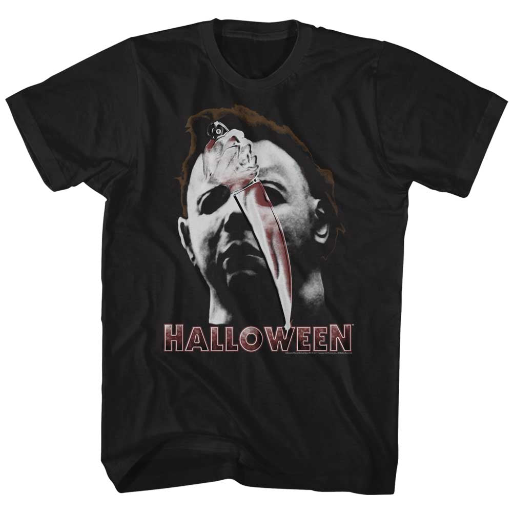 Halloween S S Mask & Knife Solid Black T-Shirts, Hoodie, Sweatshirt