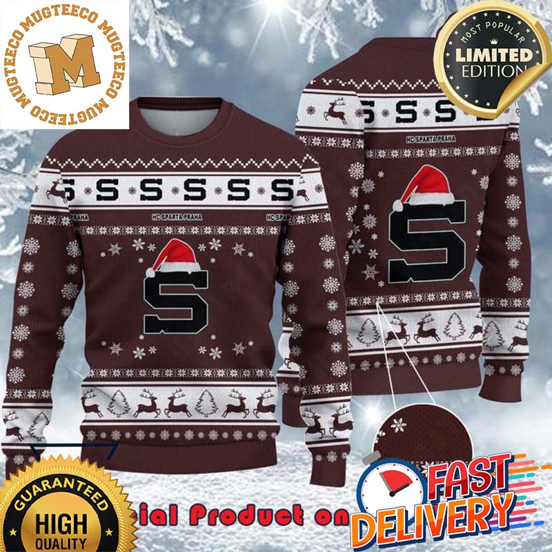 HC Sparta Praha Santa Hat Ugly Christmas Sweater For Holiday 2023 Xmas Gifts
