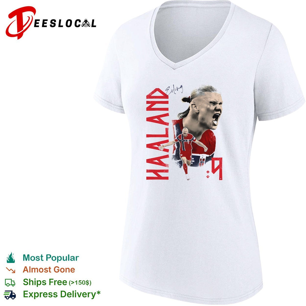 Haaland Norway number 9 jersey poster shirt