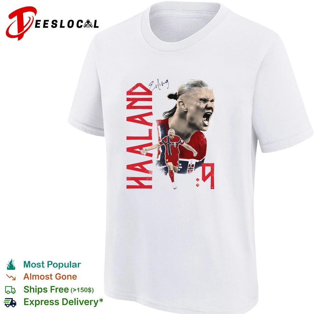 Haaland Norway number 9 jersey poster shirt