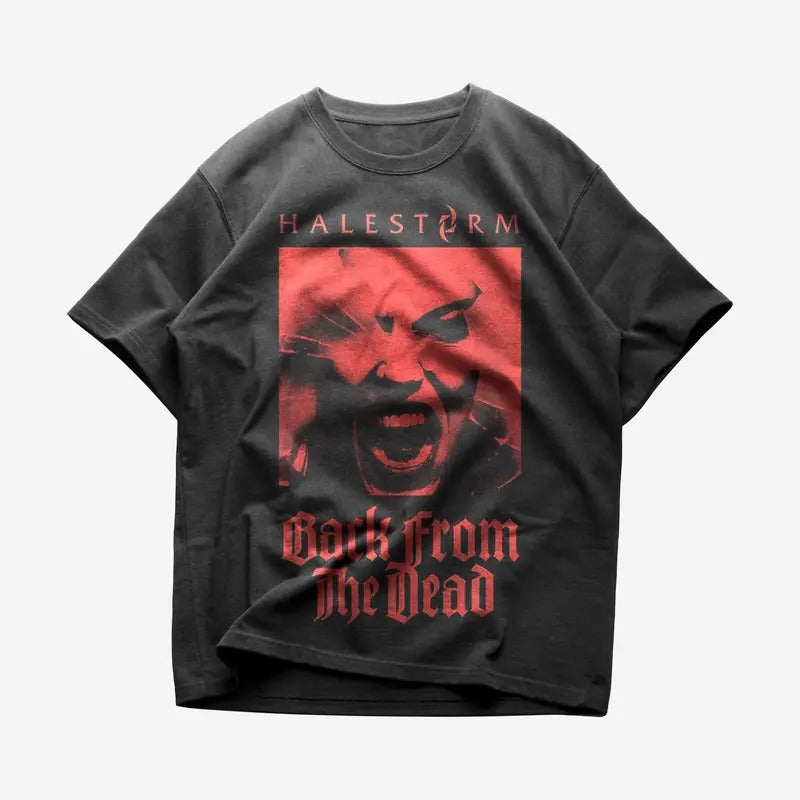 Halestorm T-Shirt - Premium Cotton - Back From The Dead Logo - Perfect for Rock Fans