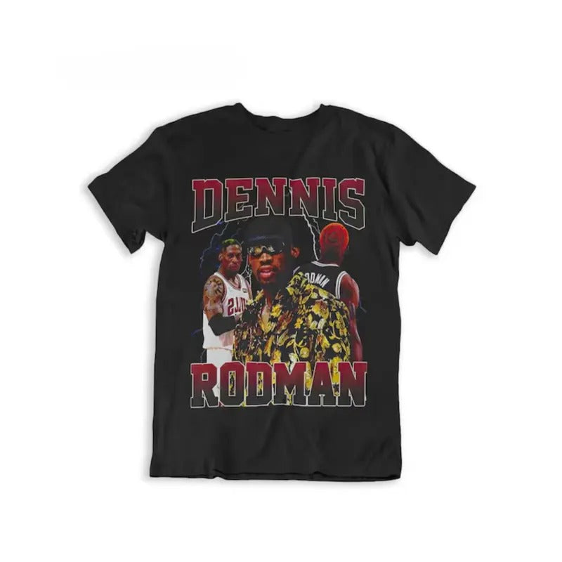 Hall of Fame Dennis Rodman Basketball Player Vintage Style Reprint Black Unisex T-Shirt Menswear Top Underwear Man Tshirt...