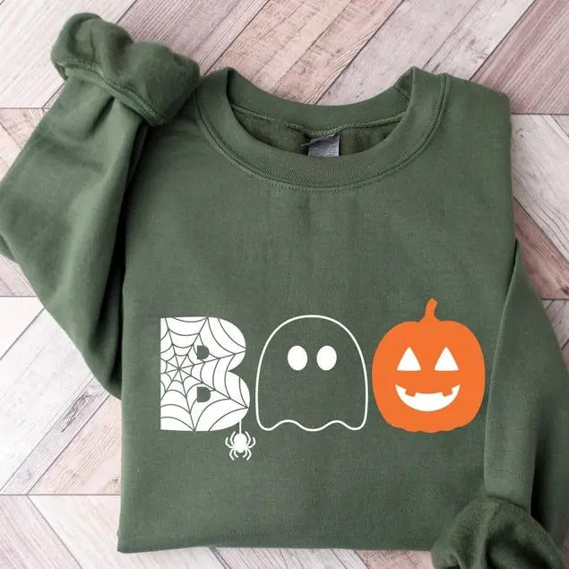 Halloween Boo Sweatshirt, Halloween Ghost Sweatshirt, Halloween Pumpkin Sweatshirt, Spider Halloween Sweatshirt, Pumpkin...