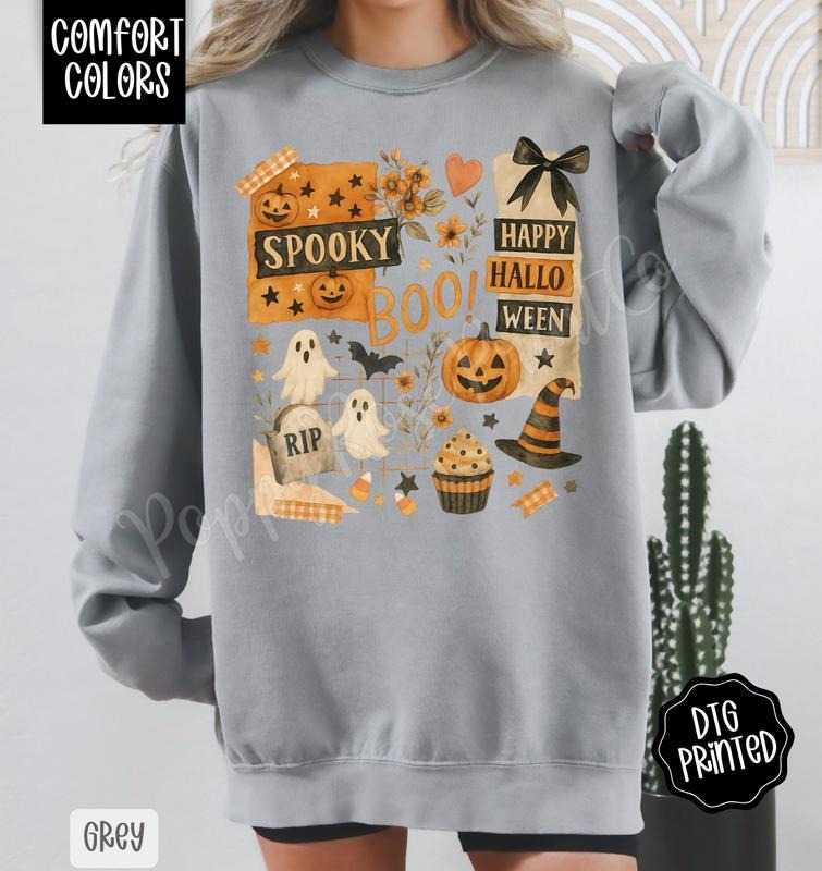 Halloween Collage Comfort Colors Sweatshirt, Trendy Women's Crewneck T-Shirts, Hoodie | CiraTrend.com