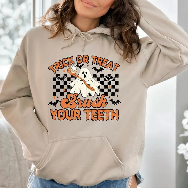 Halloween Dentist Sweatshirt, Trick Or Teeth Sweater, Dental Halloween Hoodie, Dental Assistant Hoodie, Spooky Dentist Shirt