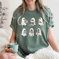 Halloween Retro Ghosts Reading Books Teacher Librarian Halloween Gift Spooky Season Trendy TShirt Gift Halloween Book...