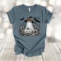 Halloween Shirt, Ghost With Flowers Pumpkin And Bats, Floral Spooky, Premium Unisex Shirt Hoodie, Sweatshirt | CiraTrend.com