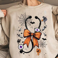 Halloween Stethoscope Bow Shirt, Retro Halloween Bow Nurse Sweater, Cute Nursing School Shirt, Funny Nurse Shirt, RN...