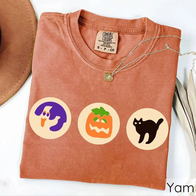 Halloween Sugar Cookie T-shirts, Retro Halloween Tee, Scary  Halloween Shirts, Halloween Black Cat Tee, Pumpkin Shirts...