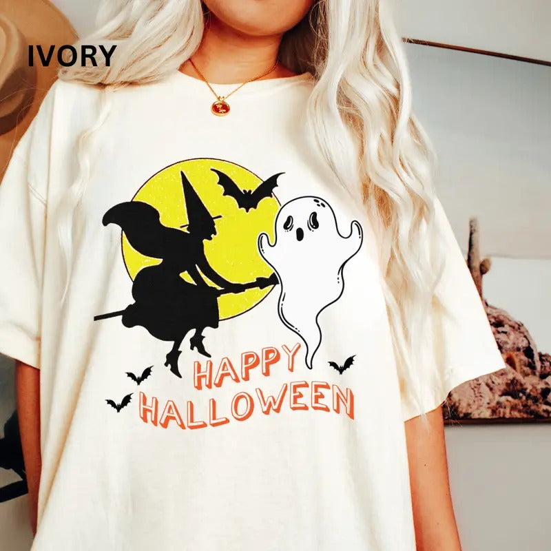 Halloween T-shirt, Comfort Colors Shirt, Halloween Night Graphic Shirt, Monster Shirt, Vintage Shirt Cotton Fabric...