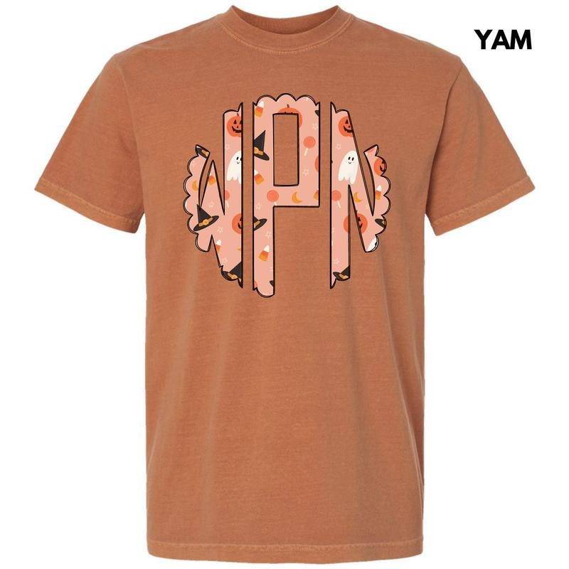Halloween Things Monogram Comfort Colors T-Shirt 'NLB' Hoodie, Sweatshirt | CiraTrend.com
