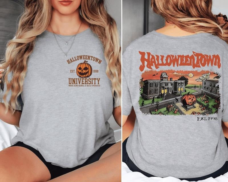 Halloweentown University Halloween Fall Shirt, Halloweentown Est 1998 Back and Front Sweatshirtstyle{n002}2 Hoodie,...