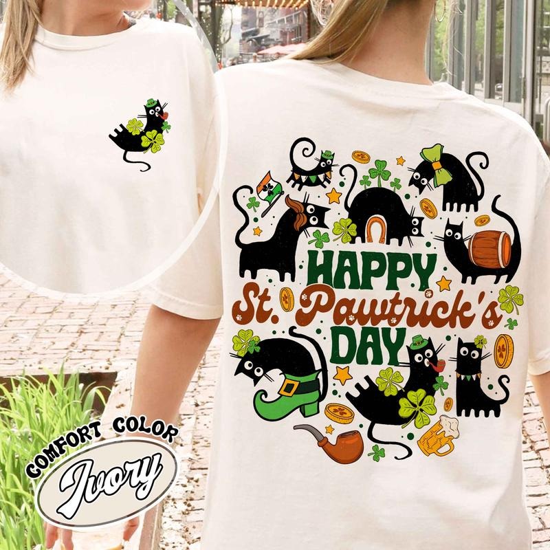 Happy St Patrick's Day Cat,Cats St Patricks Day Shirt,St Patricks Day And Cat Shirt,Funny St Patricks Day Cat Lover...