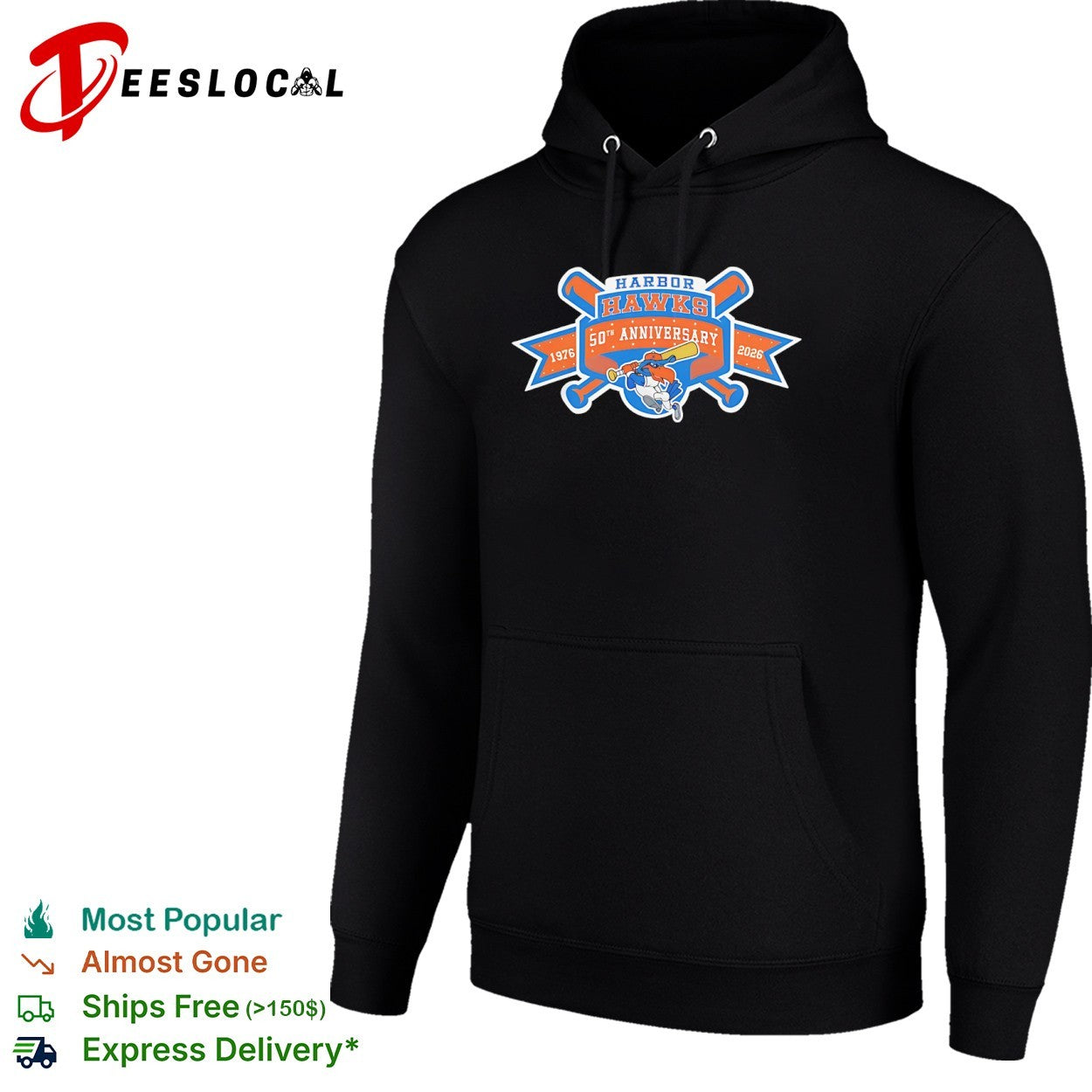 Harbor Hawks 50th Anniversary 1976 2026 Baseball Team shirt
