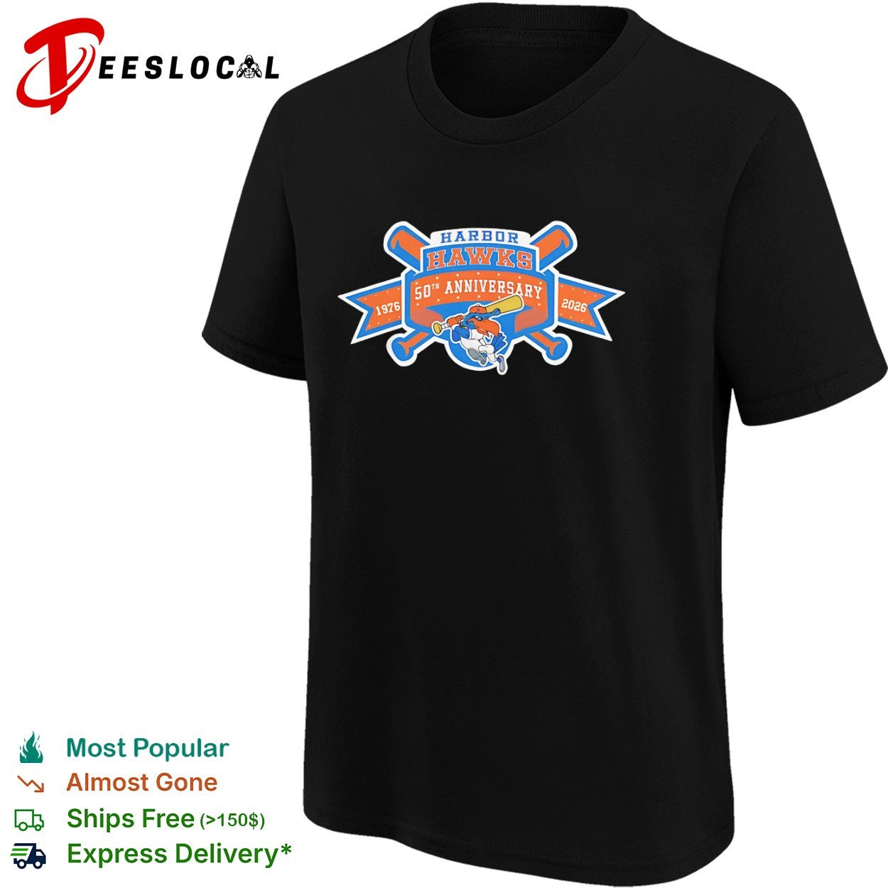 Harbor Hawks 50th Anniversary 1976 2026 Baseball Team shirt